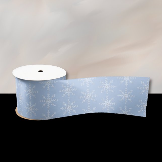 Snowflake Pattern Light Blue Ribbon Satin Ribbon (Snowflake pattern light blue ribbon . )