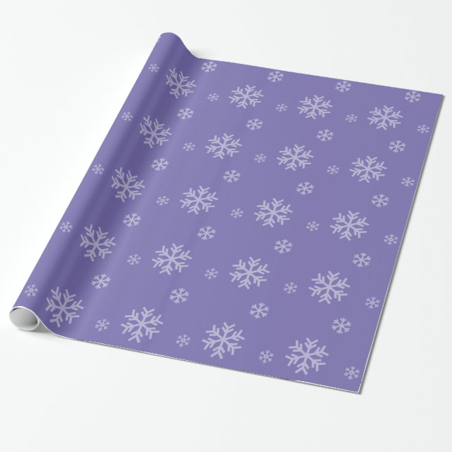 Snowflake Pattern Modern Lavender Winter Holiday Wrapping Paper (Unrolled)