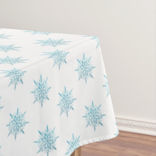 Snowflake pattern on white tablecloth (In Situ)
