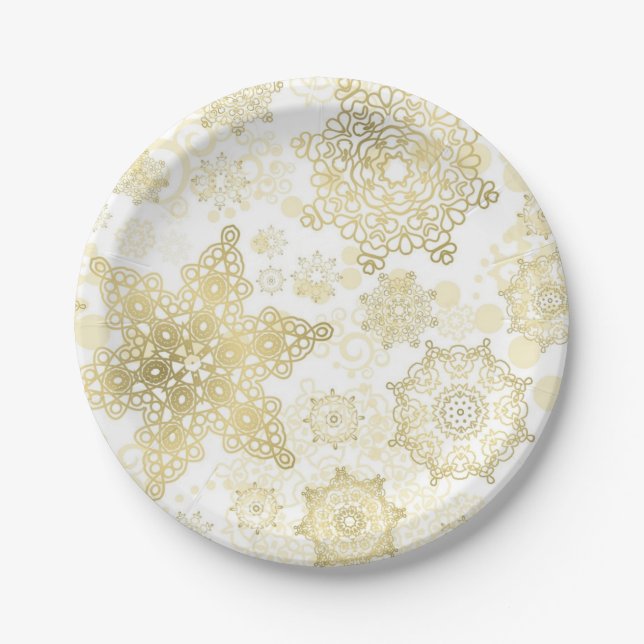 Snowflake pattern paper plate (Front)