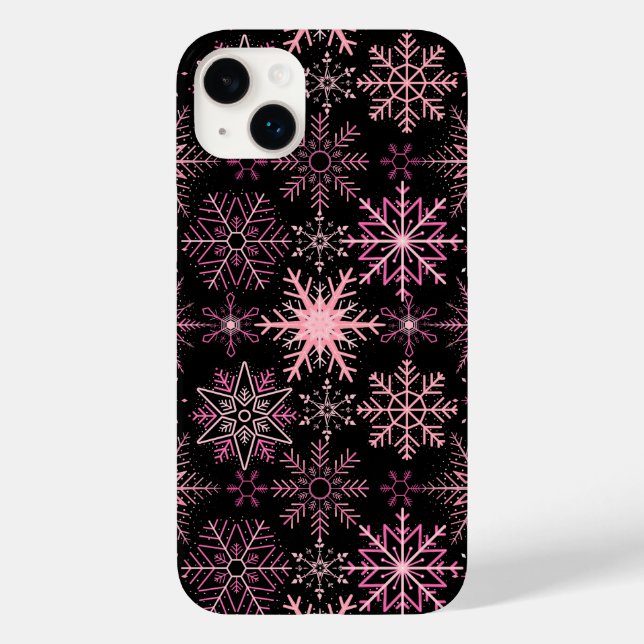 Snowflake pattern Pink Black BG Case-Mate iPhone Case (Back)