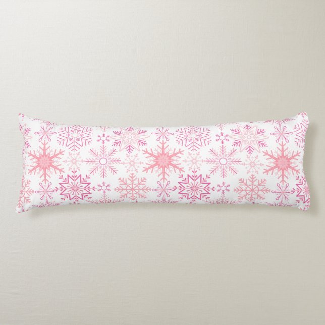 Snowflake pattern Pink Body Cushion (Front)