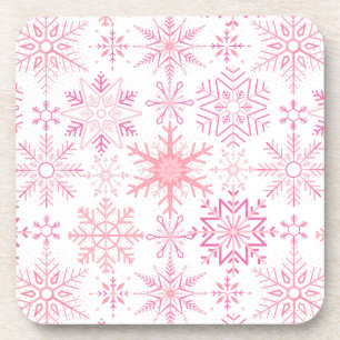 Snowflake pattern Pink Coaster