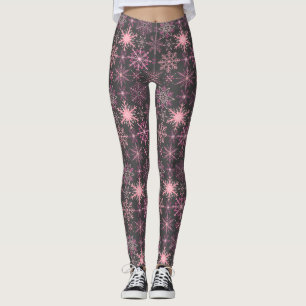 Snowflake pattern Pink D Grey BG Leggings