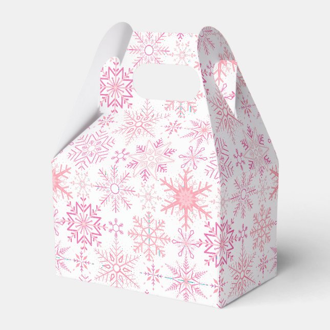 Snowflake pattern Pink Favour Box (Front Side)