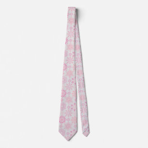 Snowflake pattern Pink Offwhite BG Tie