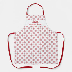 Snowflake Pattern Red and White Christmas Apron