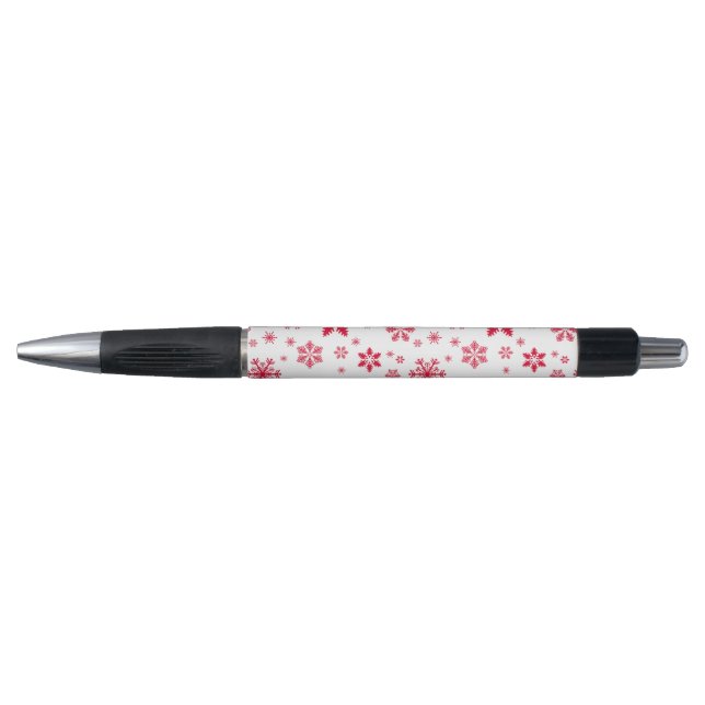 Snowflake Pattern, Red Snowflakes, Snow, White (Front)