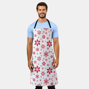 Snowflake Pattern, Red Snowflakes, Snow, White Apron