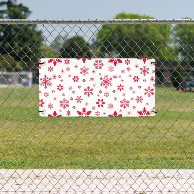 Snowflake Pattern, Red Snowflakes, Snow, White Banner (Insitu)