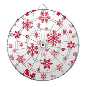 Snowflake Pattern, Red Snowflakes, Snow, White Dartboard