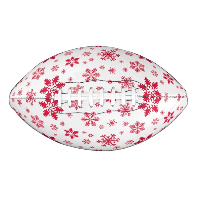 Snowflake Pattern, Red Snowflakes, Snow, White Football (Front)