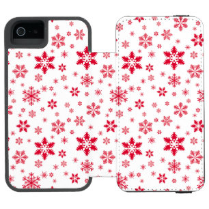 Snowflake Pattern, Red Snowflakes, Snow, White Incipio Watson™ iPhone 5 Wallet Case