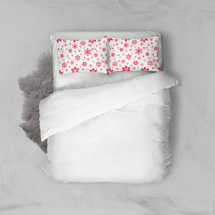 Snowflake Pattern, Red Snowflakes, Snow, White Pillowcase