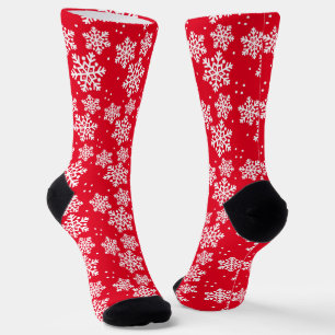 Snowflake Pattern Red & White Christmas Socks