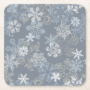 Snowflake Pattern Square Paper Coaster