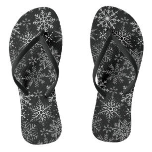 Snowflake pattern White. Light Blue BG Thongs