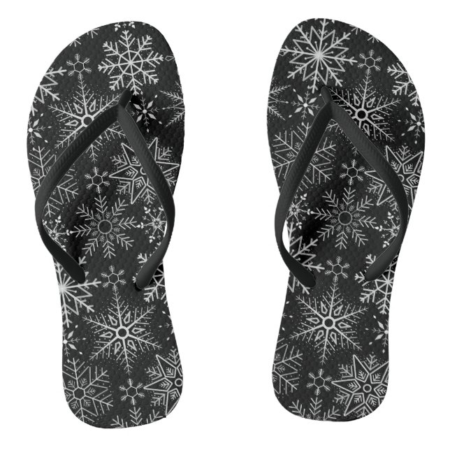 Snowflake pattern White. Light Blue BG Thongs (Footbed)