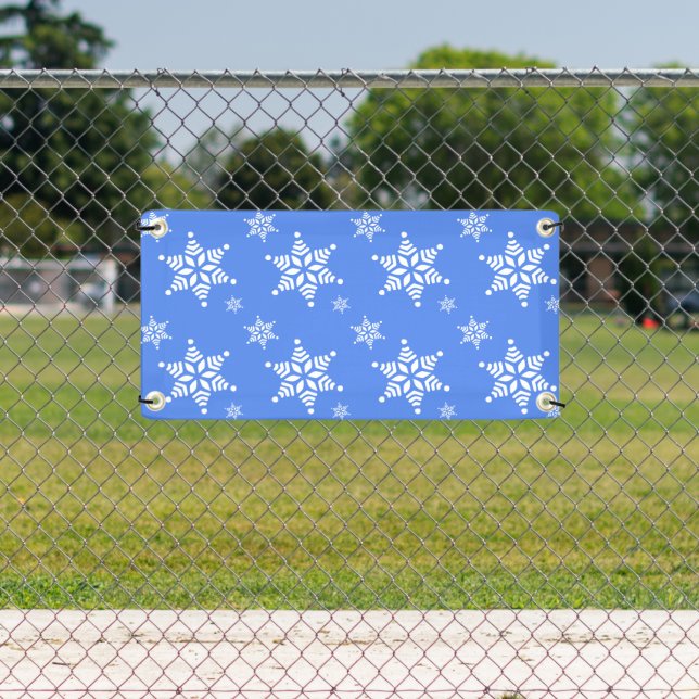 Snowflake Pattern, White Snowflakes, Snow, Blue Banner (Insitu)