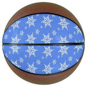 Snowflake Pattern, White Snowflakes, Snow, Blue Basketball