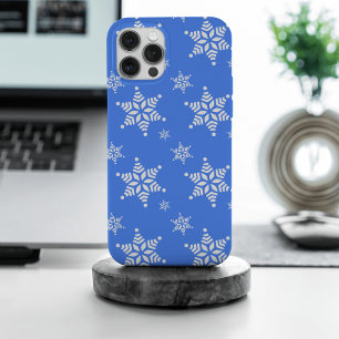 Snowflake Pattern, White Snowflakes, Snow, Blue iPhone 15 Pro Max Case