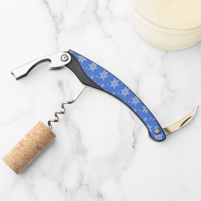 Snowflake Pattern, White Snowflakes, Snow, Blue Corkscrew (Front)