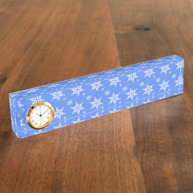 Snowflake Pattern, White Snowflakes, Snow, Blue Nameplate (Side)