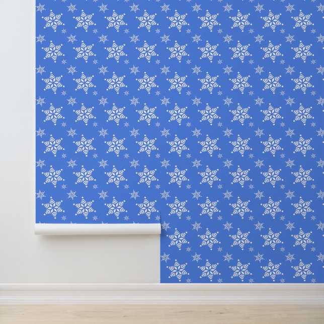 Snowflake Pattern, White Snowflakes, Snow, Blue Wallpaper (Application)