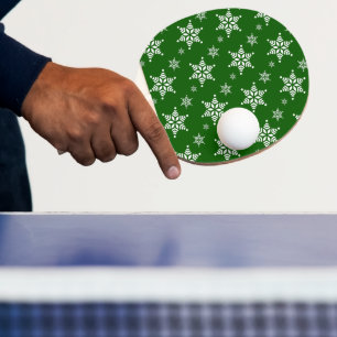 Snowflake Pattern, White Snowflakes, Snow, Green Ping Pong Paddle