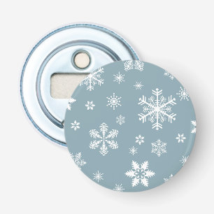 Snowflake Pattern, White Snowflakes, Snow, Grey Bottle Opener