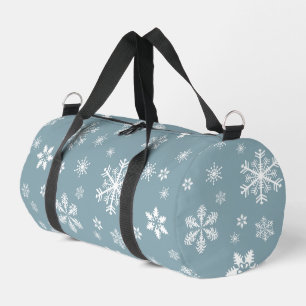 Snowflake Pattern, White Snowflakes, Snow, Grey Duffle Bag