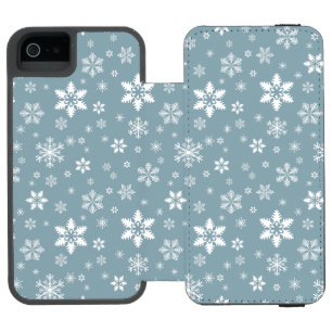Snowflake Pattern, White Snowflakes, Snow, Grey Incipio Watson™ iPhone 5 Wallet Case