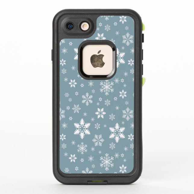 Snowflake Pattern, White Snowflakes, Snow, Grey LifeProof iPhone Case (Back)