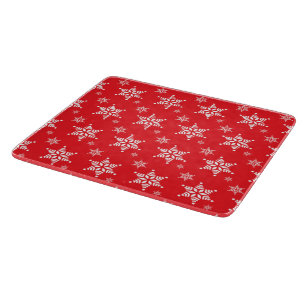 Snowflake Pattern, White Snowflakes, Snow, Red Cutting Board