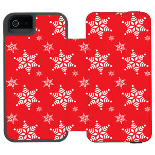 Snowflake Pattern, White Snowflakes, Snow, Red Incipio Watson™ iPhone 5 Wallet Case