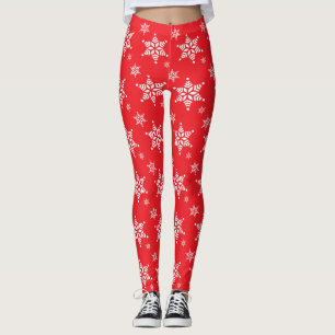 Snowflake Pattern, White Snowflakes, Snow, Red Leggings