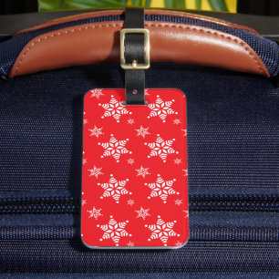 Snowflake Pattern, White Snowflakes, Snow, Red Luggage Tag