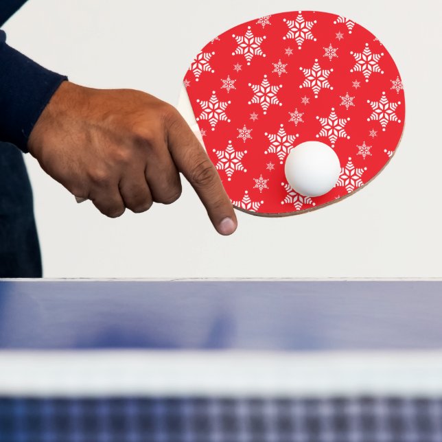 Snowflake Pattern, White Snowflakes, Snow, Red Ping Pong Paddle (Insitu)