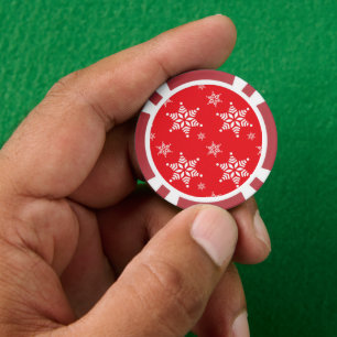 Snowflake Pattern, White Snowflakes, Snow, Red Poker Chips