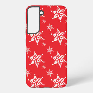 Snowflake Pattern, White Snowflakes, Snow, Red Samsung Galaxy Case