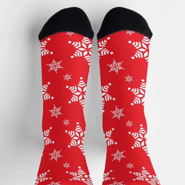 Snowflake Pattern, White Snowflakes, Snow, Red Socks (Top)