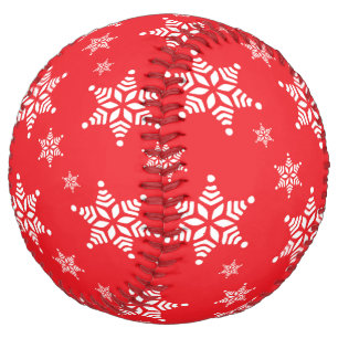 Snowflake Pattern, White Snowflakes, Snow, Red Softball