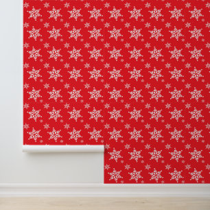 Snowflake Pattern, White Snowflakes, Snow, Red Wallpaper