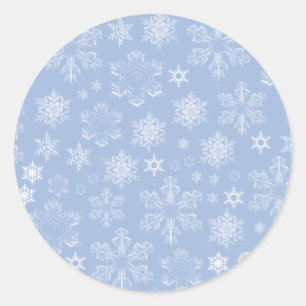 Snowflake Pattern, White Snowflakes, Snow, Winter Classic Round Sticker