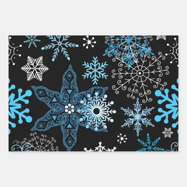 Snowflake pattern	 wrapping paper sheet (Front)