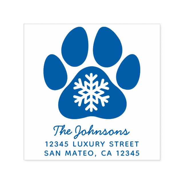 Snowflake Paw Print Holiday Address Self-inking Stamp (Design)
