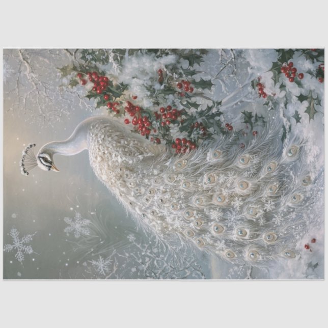 Snowflake Peacock Tissue Paper (Front)