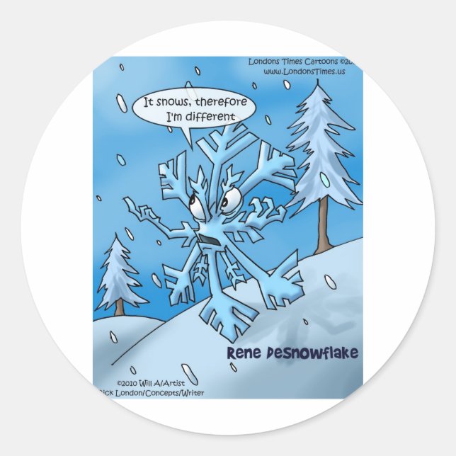Snowflake Philosophers Funny Gifts Tees Cards Etc Classic Round Sticker (Front)
