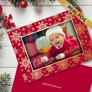 Snowflake Photo Frame Foil Holiday Card