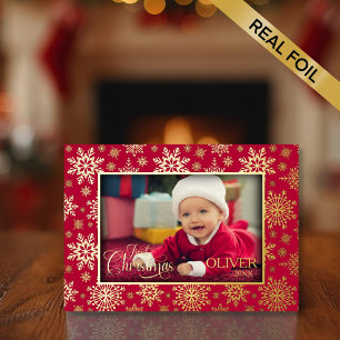 Snowflake Photo Frame Foil Holiday Card